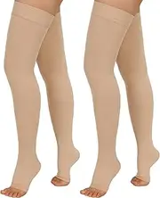 Totexil 2 Pairs Compression Stockings for Women & Men, 20-30mmHg Thigh High Compression Socks, Medical Compression Socks with Silicone Dot Band-Best Support for Nursing Sports Varicose Veins