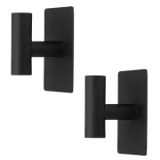 2pcs Self Adhesive Hooks Stainless Steel Shower Robe Towel Wall Hooks, Black