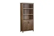 Maestro Furniture Nazma 5-Tier 2-Door Display Shelves Bookcase Storage Cabinet Rustic Oak