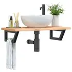 Black Trapezium Steel Shelf Brackets for Washbasin Set of 2 Heavy Duty Support