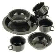 Enamel Dinner Camp Set 12 pc 4 Mugs 4 Plates 4 Bowls Camping Picnic Outdoor BBQ