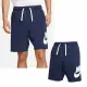 【NIKE 耐吉】ASMNK CLUB ALUMNI HBR FT SHORT 藍 不收邊 短褲 運動 抽繩 休閒褲(DX0503-410)