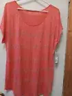 Womens Top Size XL Apt. 9 Short Sleeves color Coral pink sparkle W/Stripes W41