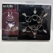 Metalla Stemware Wine Glass Charms w/ Holding Ring - Pewter New