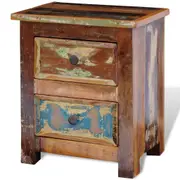 Vintage Bedside Cabinet Storage Drawers Side Table Wooden Nightstand 43x35x51cm