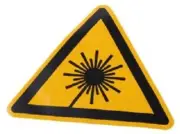 12x Wolk LASER BEAM WARNING SIGNS 100x100mm Self-Adhesive PVC, Black/Yellow