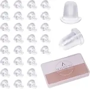 BEADNOVA Rubber Earring Backs Replacements Clear Plastic Silicone Bullet Clutch Earring Backings for Posts Secure Locking Pierced Earring Back for Fish Hook Studs Earrings Stopper 200pcs