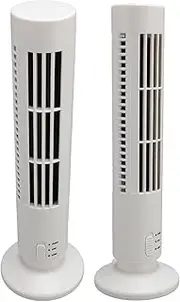 Tower Fan, Small Stand Up Desk Fan with 2 Speeds, Adjustable Angle Night Light, USB Power, Personal Bladeless, Fan Electric Table Fan for Home Bedroom Office (White)