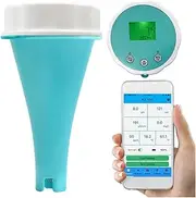 Bluetooth Water Tester,PH/ORP/EC/TDS Temperature Residual Chlorine Tester,Wireless Floating Smart Pool Monitor Water Tester,for Garden/Pool/Aquarium