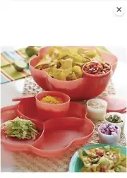 NEW TUPPERWARE Red chip N dip set Bowl container serve party host FrEeShIp