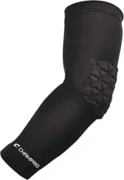 CHAMPRO Adult Black Tri-Flex Compression Arm Sleeve Padded Elbow Size- Large