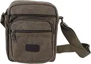 [Healeved] Man Canvas Crossbody Bag Durable Small Capacity Single Shoulder Bag with Strap Portable Casual Fashion Handbag for Daily Use Army Green