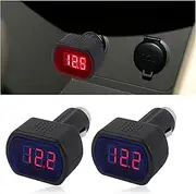 Car LED Cigarette Lighter Voltage Meter,Digital Display Car Battery Monitor 12V,Universal Electric Battery Voltage Meter Car Accessories for Most Cars Trucks SUVs Motorcycles (2PCS)