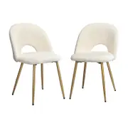 Oikiture 2PCS Dining Chairs Sherpa Golden White