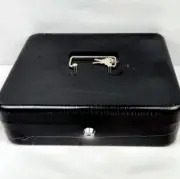 Cash Box with Lock Key and Money Tray Metal Lock Box for Money Safe