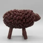 NATIVE AMERICAN BEADWORK-BEADED BROWN WOOLY SHEEP by RONDA DOSEDO-ZUNI