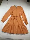 Magaschoni 100% Organic Cotton Mandarin Collar From Button XS Dress Hidden Side