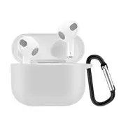 Solid Color Silicone Earphone Protective Case for AirPods 3rd Gen, with Hook, White