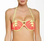 Beach Bunny L84013 Pink Lunar Bandeau Halter Strap Back Tie Bikini Top Size M