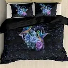 Flower Print Duvet Cover King Size, 3 Pieces Palm Tree Bedding Set Duvet Cover