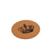 2 PCS Round Cork Coasters Cup Cushion Holder Drink Cup Place Mat Coffee Coasters Wooden Holder Pad Crown Pattern Cup Mat Round Cork Coaster, Size: 19*1cm