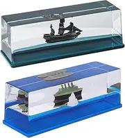 Unsinkable Boat Pirate Ship Model Toys in A Bottle Box Liquid Wave Cruise Fluid Ship Decoration Acrylic Paperweight Desk Model Toy Gifts for Boys Girls