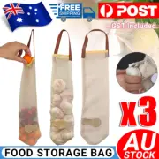 3pcs Vegetable Food Storage Bag Onion Garlic Hanging Bags Breathable Mesh Bag AU