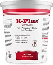 K-Plus Potassium Citrate + Cranberry Granules for Dogs & Cats – Vet-Approved UTI & Bladder Health Support – Helps Maintain Urinary Balance & Kidney Function – Easy-to-Use Granules – 60 Doses