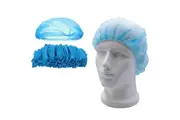 100pcs Safetyware Non-Woven Disposable Bouffant Mob Cap Hair Net Head Cover Dustproof Elastic Bulk for Hospital Food Kitchen Cleaning Laboratory Blue