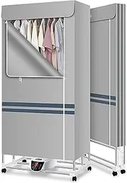 WBRSybAU Energy Saving Heated Clothes Airer Dryer Rack - Electric Drying Rack with Cover, 2300W, Foldable Indoor 3-Tier Airer - Efficient Clothes Drying Rack,2 Floor,Grey