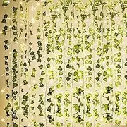 KASZOO 84Ft 12 Pack Artificial Ivy Garland Fake Plants, Vine Hanging Garland with 80 LED String Light, Hanging for Home Kitchen Garden Office Wedding Wall Decor, Green