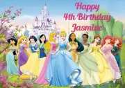 A4 Sheet DISNEY PRINCESSES Slab Cake Topper Edible Wafer Rice Paper Personalised