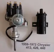 CHRYSLER 413-426-440 BLACK Ready-To-Run Small Cap HEI Distributor+Black 45K Coil