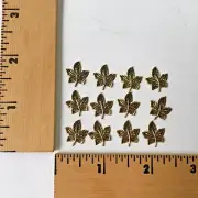 12 Tiny Brass Leaf Charms - NEW