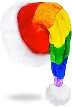 Christmas Santa Hat Adults Long Plush Xmas Hats for Christmas New Year Festive Party Supplies