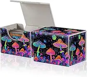 ACWDMKH for MTG Commander Deck Box,Card Deck Box for Trading Yugioh MTG,Fits 100 Double Sleeved Cards,PU Leather Strong Magnet Case for Magic Commander TCG CCG,Glitter Cute Mushroom