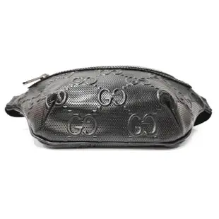 【GUCCI 古馳】658582 經典GG LOGO浮雕皮革中性款腰包/胸包(黑色)