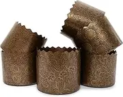 12 oz Easter Bread Paper Mold Kulich |12 pcs| - Paska Forms, Panettone Baking Molds - Italian Non-Stick Brown Design W 4.33 x H 3.35-In