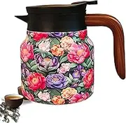Thermal Coffee Carafe - Stainless Steel Tea Kettle with Infuser Vintage Floral Kettle Teapot,Insulated Teapot, Thermal Carafe for Thanksgiving, Christmas, Chinese New Year