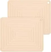 Smithcraft Beige Silicone Trivets for Hot Dishes Pots and Pans, Hot Pads for Kitchen, Rectangler Silicone Pot Holders, Heat Resistant Mat for Quartz Countertops, Multipurpose Trivet Mat Set 2