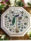 White Marble Coffee Table Peacock Design Inlay Work Garden Interior Furniture