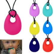 Silicone Baby Teether Drop Ring Teething Toddler Kids chew Necklace Molars NEW
