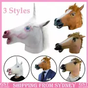 Horse Head Mask Female Latex Prop Animal Cosplay Costume Party Halloween