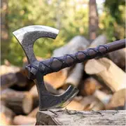 Handmade Double Head Viking Camping Large Norse Axe With Leather Sheath.