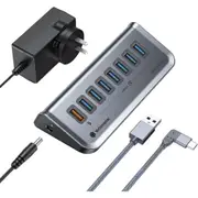 Yottamaster 7 Ports + 1 Charge Port 18W USB Hub [Yottamaster-GA1-7AQ-U3D-AU-GY]