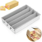 Battenberg Cake Tin, 10 x 6" Non-Stick Battenburg Cake Tin, Adjustable Cake Mould, Movable Rectangular Cake Tray, Cake Tins for Baking, Cake Pan for Birthday, Commercial Weight Anodised Aluminium