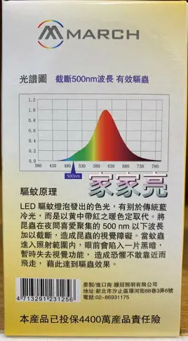 (A Light) MARCH LED 12W 驅蚊燈泡 物理驅蚊 驅蚊 防蚊 黃色 燈泡 E27 2200K 黃光 露營 保固一年