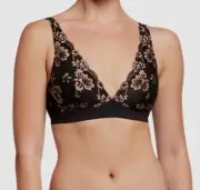 $119 Cosabella Women's Black Floral Savona Stretch Lace Triangle Bralette Small