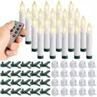 20pcs Warm White Chistmas LED Taper Clip On Candles with Remote Control Timer