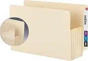Smead End Tab TUFF File Pocket, Reinforced Straight-Cut Tab, 5-1/4" Expansion, Extra Wide Letter Size, Manila, 10 per Box (75160)